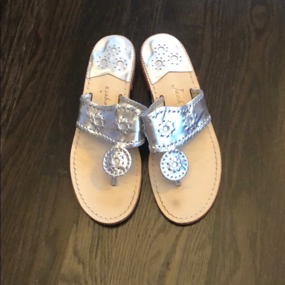 sliver jack rogers flip-flops